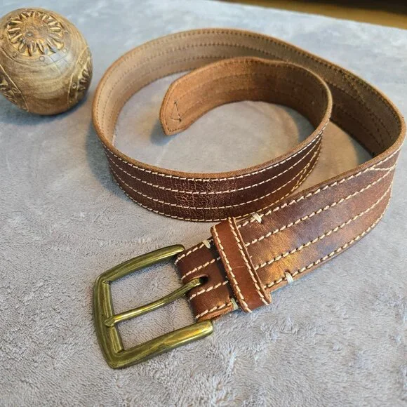 Lucky Brand leather belt brown men 34 waist - Picture 3 of 6